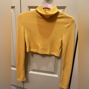 SHEIN turtle neck crop top in yellow